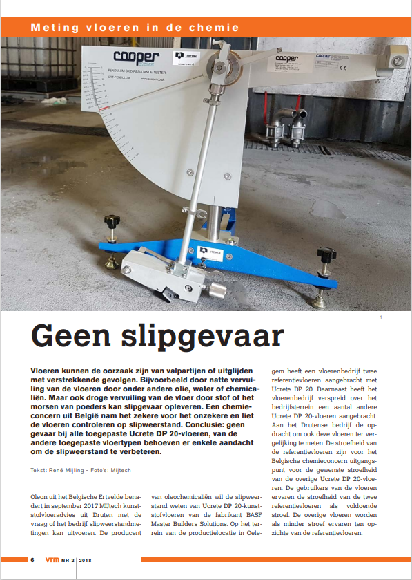Meting vloeren in de chemie. Geen slipgevaar